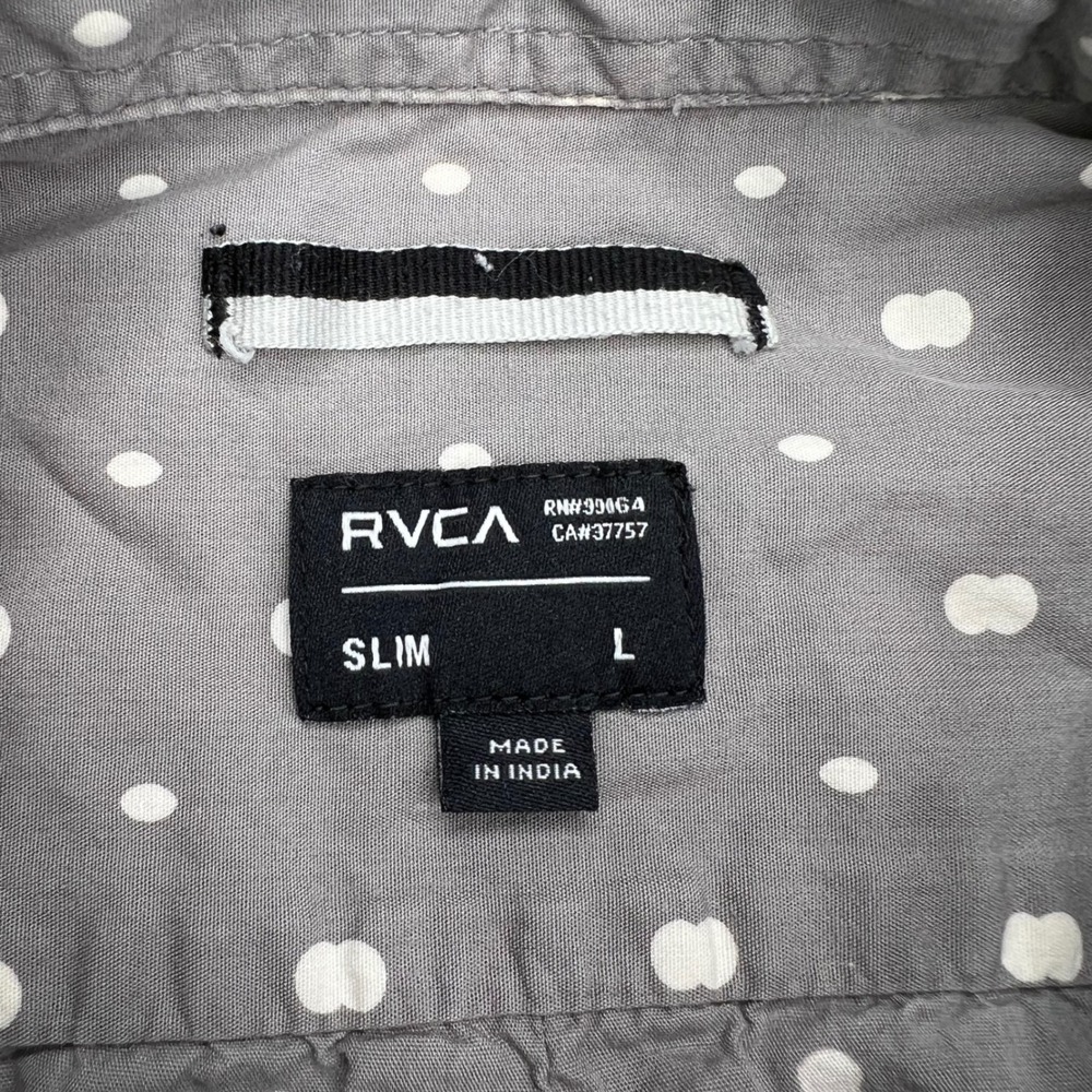 RVCA Slim Fit Button Down Shirt Mens Large Polka Dot Floral Button Down Lot of 2 - Picture 10 of 15